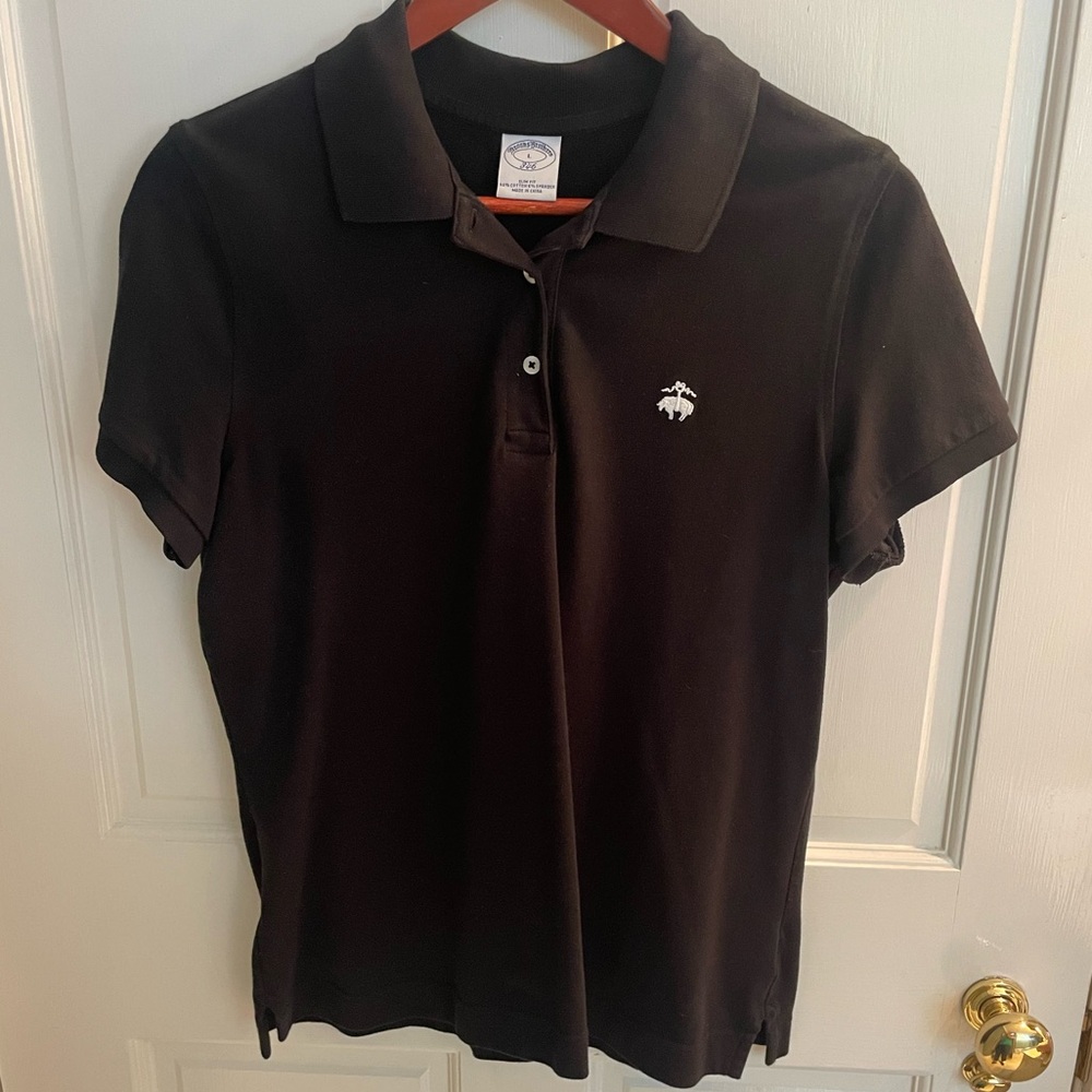 Brooks Brothers Women’s Cotton Stretch Pique Polo Shirt in Black